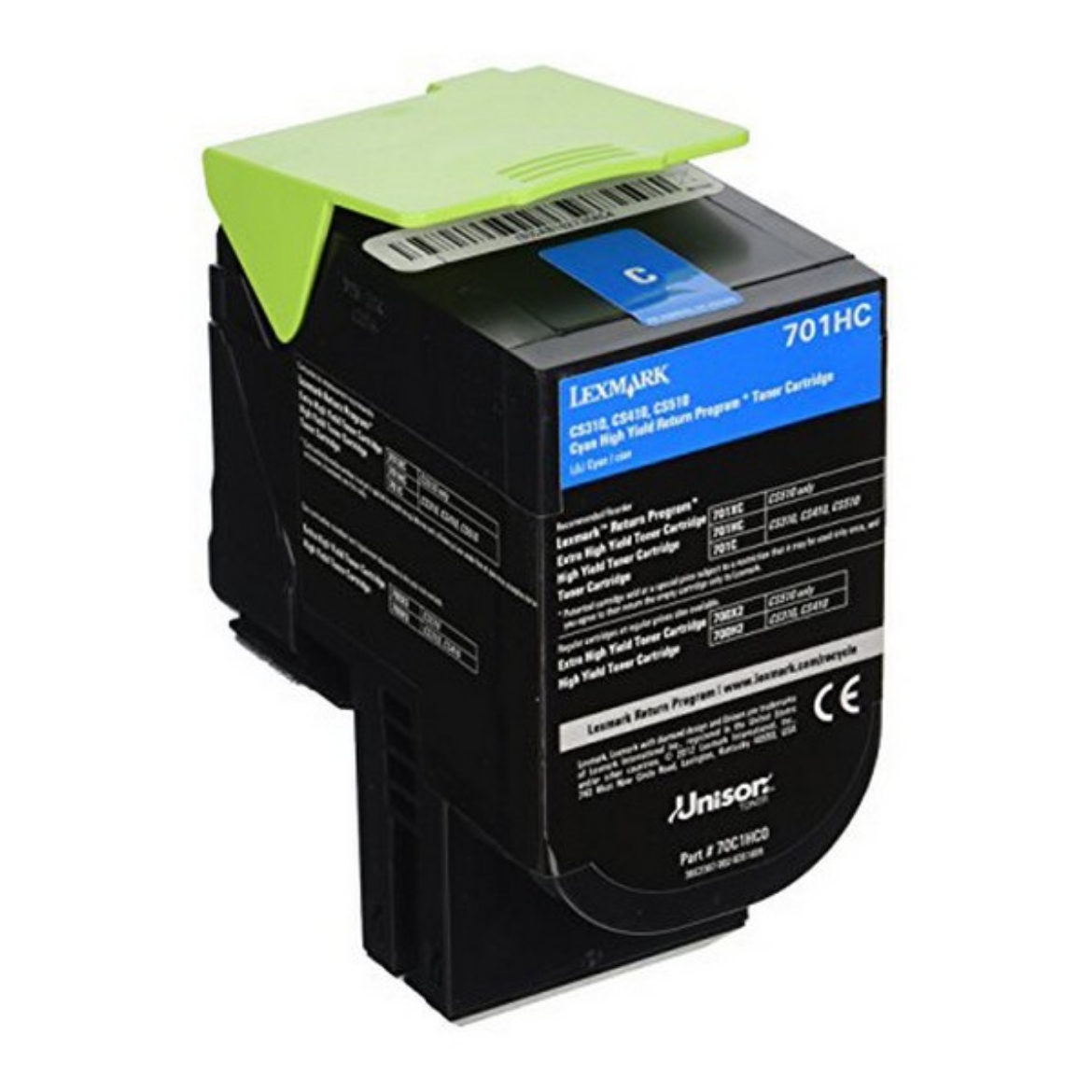 Picture of Lexmark 70C1HC0 (Lexmark #701HC) High Yield Cyan Toner Cartridge (3000 Yield)
